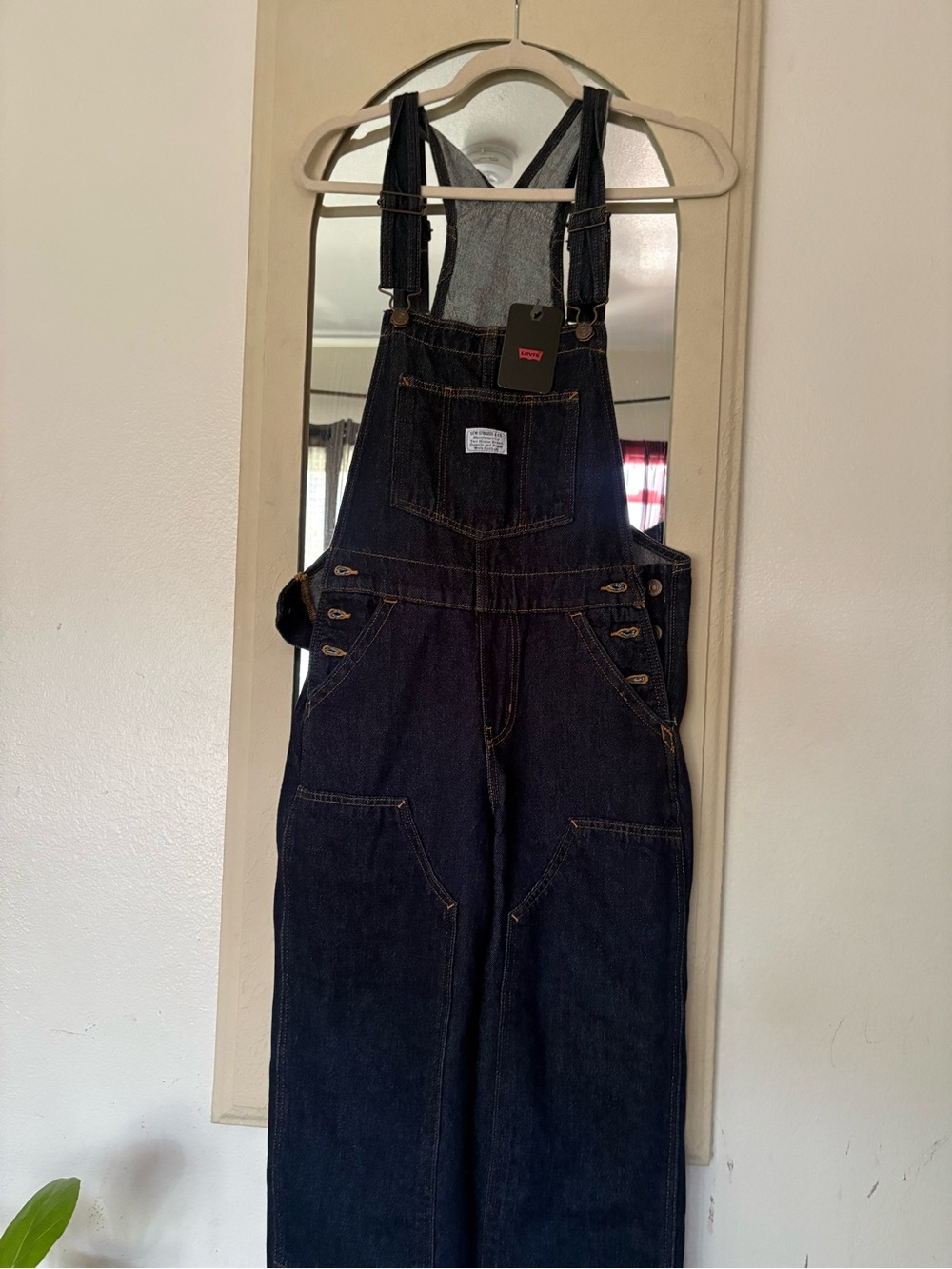 Relaxed Denim Overalls in Dark Blue